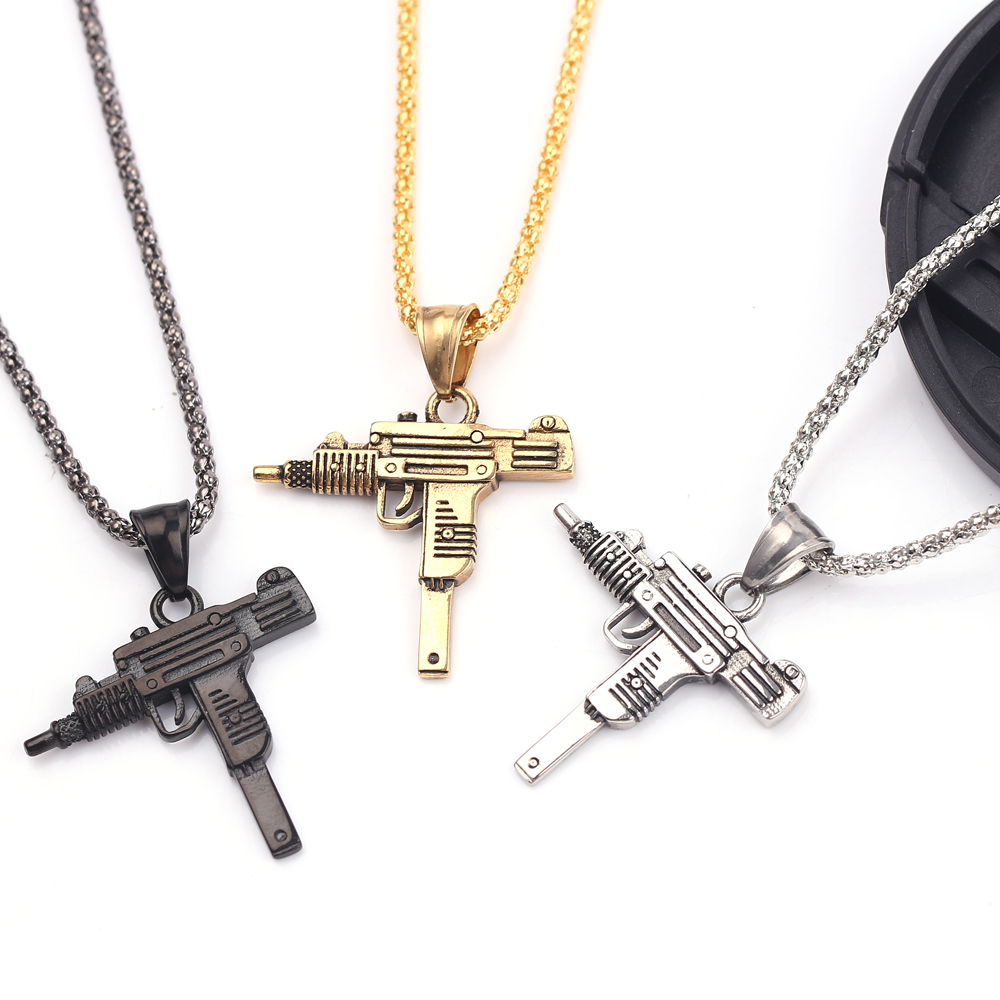Men'S Fashion Accessories - Punk Uzi Pistol Machine Gun Necklace