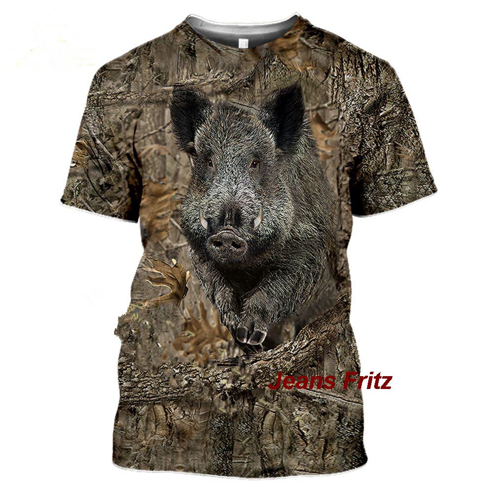 Jeans Shirt Fashion For Men - 2023 Camouflage hunting animals wild boar