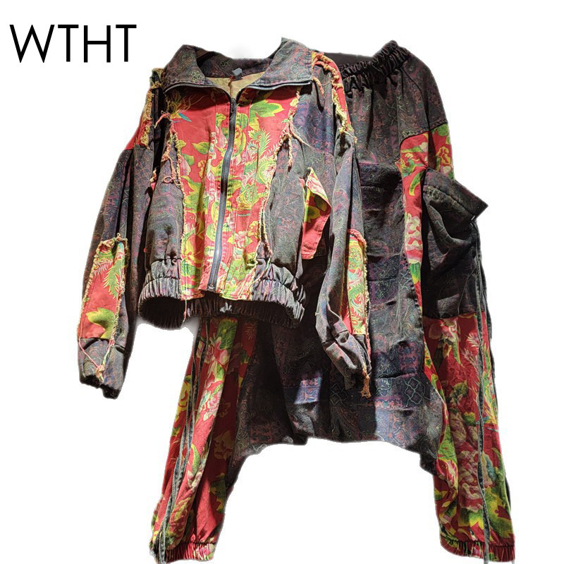 Denim Jacket Vintage - WTHT Vintage Trendy Women's Patchwork Print