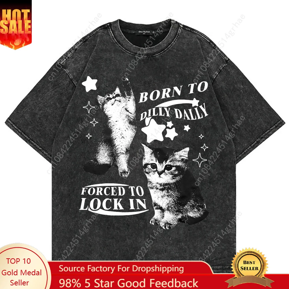 Men'S Fashion V Neck T Shirts - 100% Cotton Vintage Washed Y2k Funny