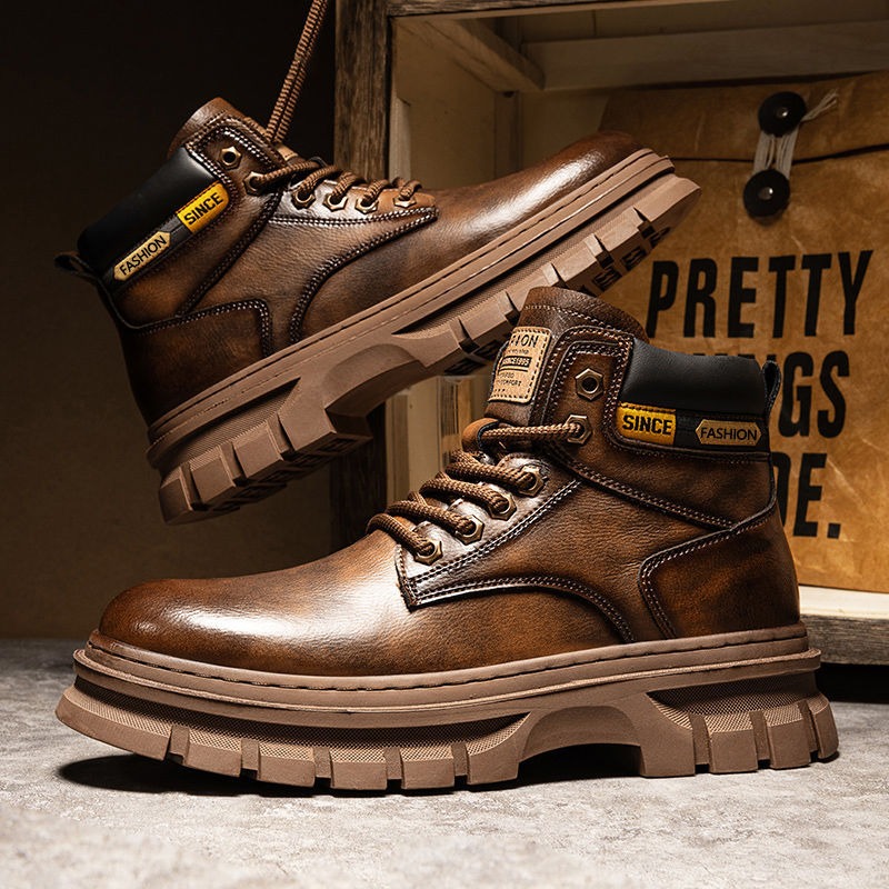 Chelsea Boots Men - Vintage Men Platform Ankle Boots Autumn