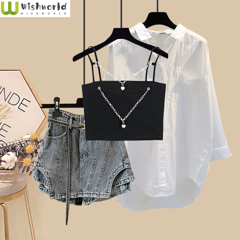 Jeans Shirt Fashion For Men - Summer Set Women's 2024 New Korean