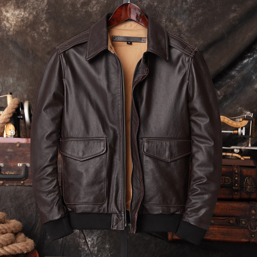 Men'S Fashion Leather Jacket - Bomber A2 Pilot Genuine Leather Jacket