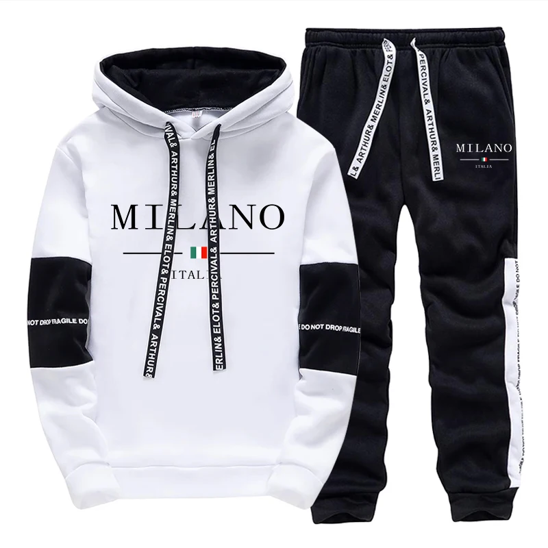 Mens Fashion Casual Outfits - Men's Set/Hoodie/Pants Italy Trendy Hoodie Sportswear
