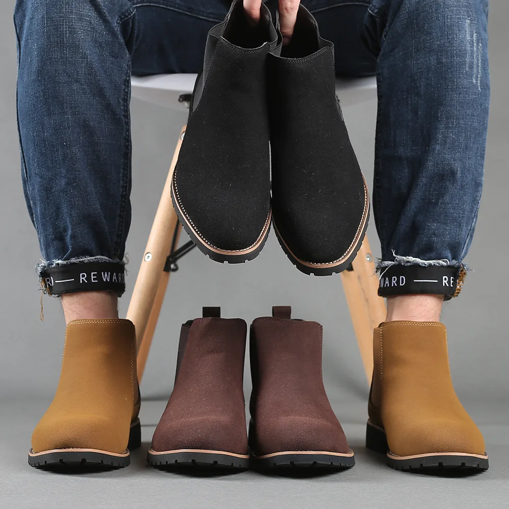Chelsea Boots Men - Men Ankle Boots British Style Suede