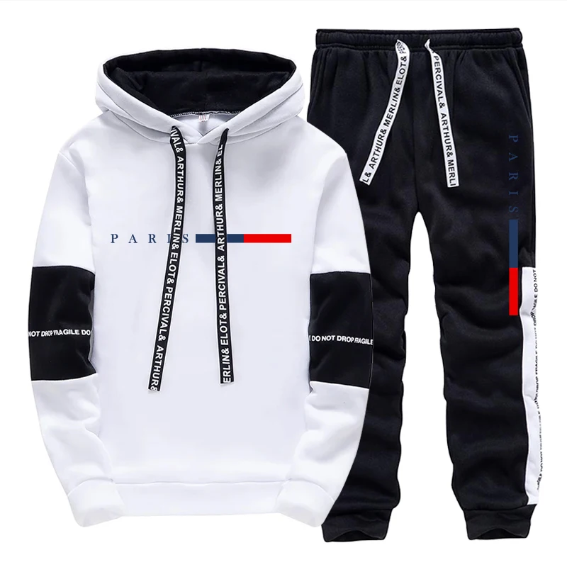 Mens Fashion Casual Outfits - Men's Set/Hoodie/Pants Paris Fashion Autumn Winter