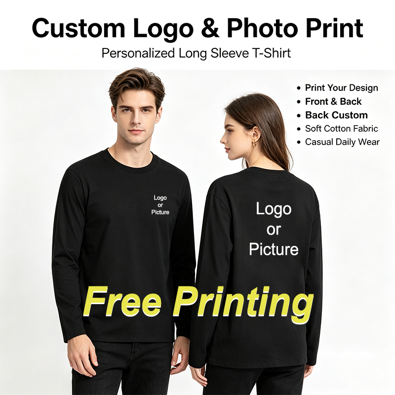 Mens Fashion Casual Outfits - Customized Cotton Long Sleeve T-shirts Men
