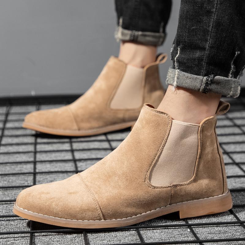 Chelsea Boots Men - Men Chelsea Boots Suede Leather Ankle