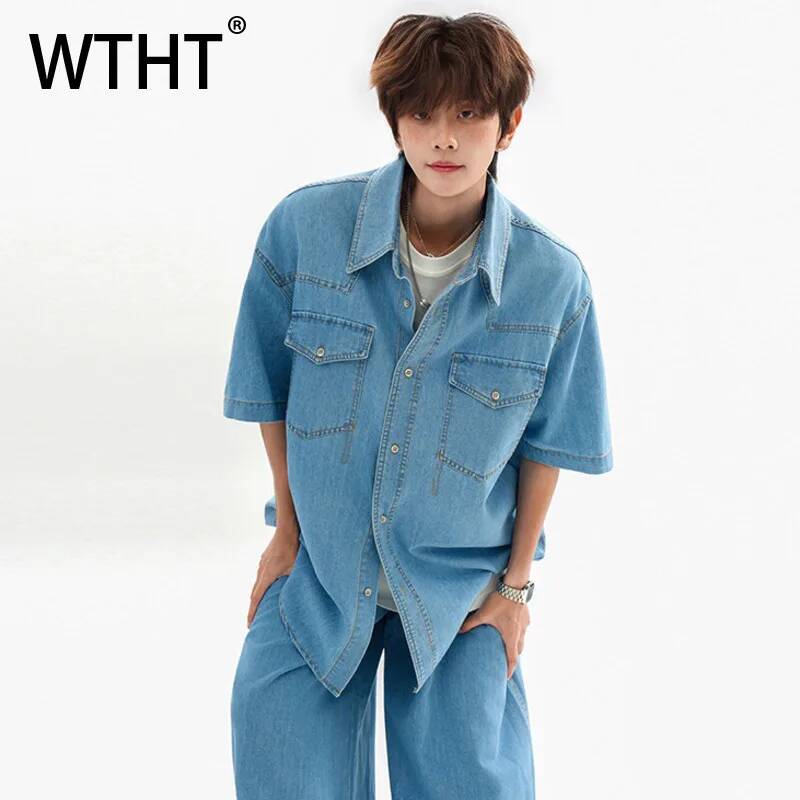 Jeans Shirt Fashion For Men - WTHT Fashion Men's Patchwork Pockets Loose