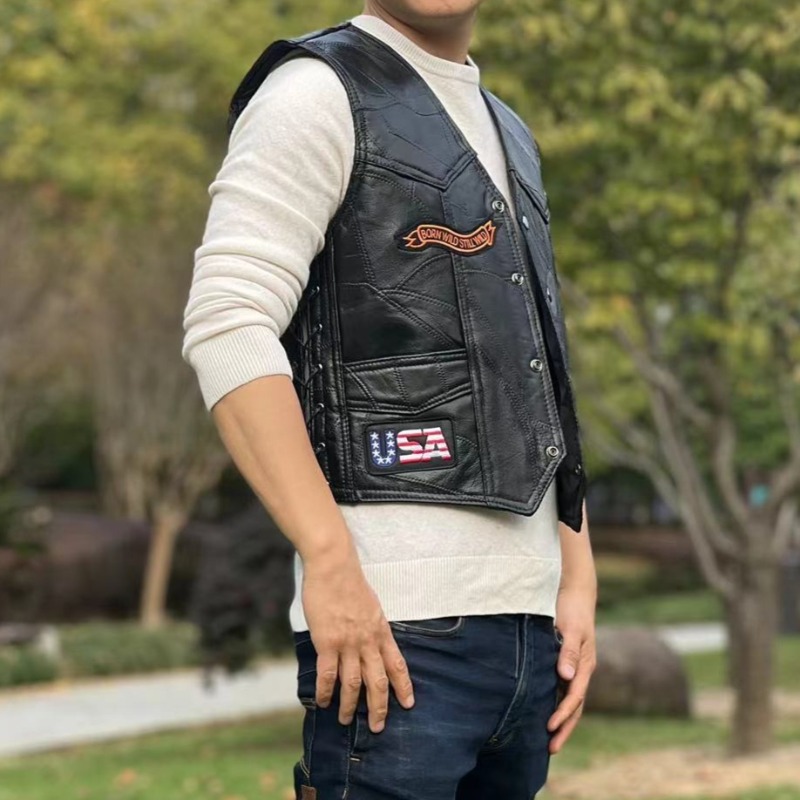 NEW Motorcycle Vests Men Cafe  - đánh giá và giá Men'S Fashion Leather Jacket