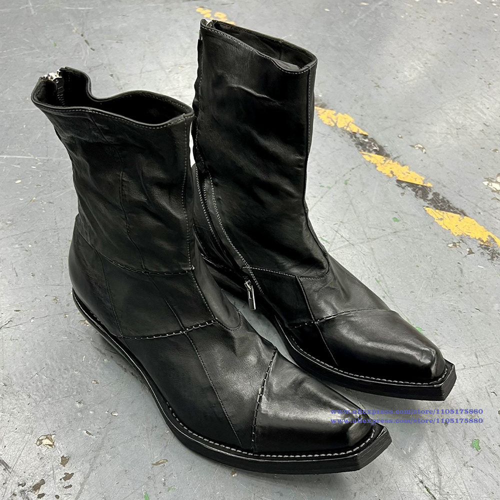 Black Leather Men's Boots Poin - đánh giá và giá Chelsea Boots Men