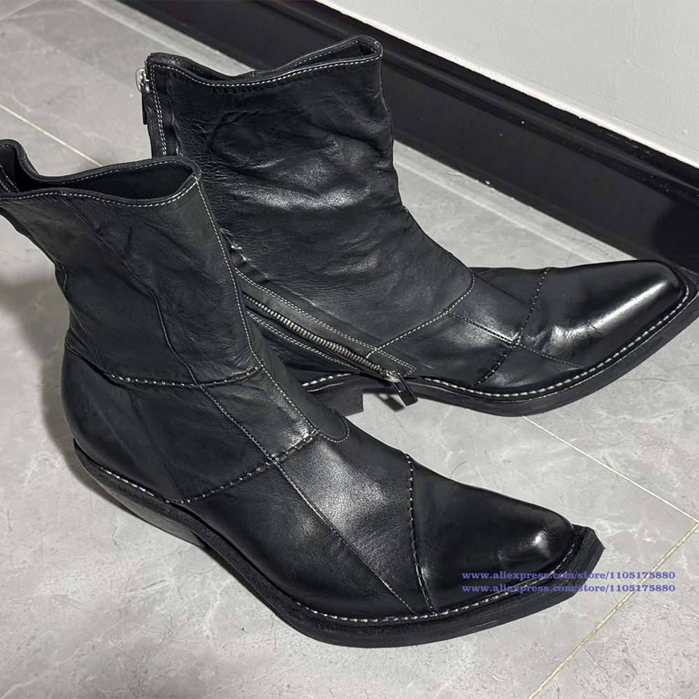 Black Leather Men's Boots Poin - đánh giá và giá Chelsea Boots Men