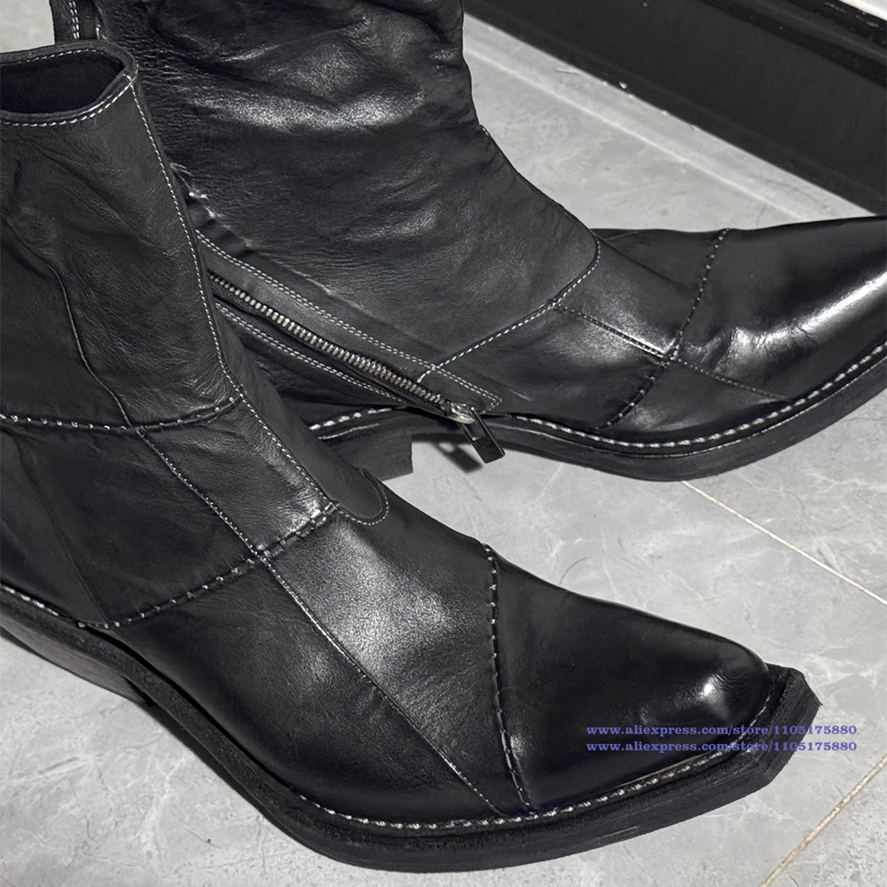 Black Leather Men's Boots Poin - đánh giá và giá Chelsea Boots Men