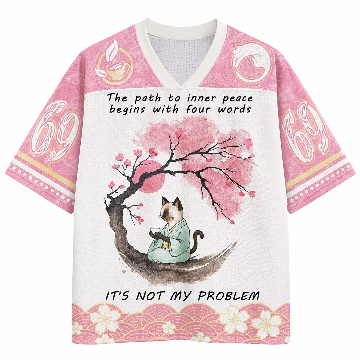 Sakura Tree Cat T Shirt 2026 S - đánh giá và giá Men'S Fashion V Neck T Shirts