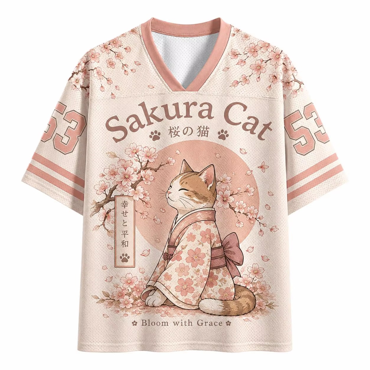 Sakura Tree Cat T Shirt 2026 S - đánh giá và giá Men'S Fashion V Neck T Shirts
