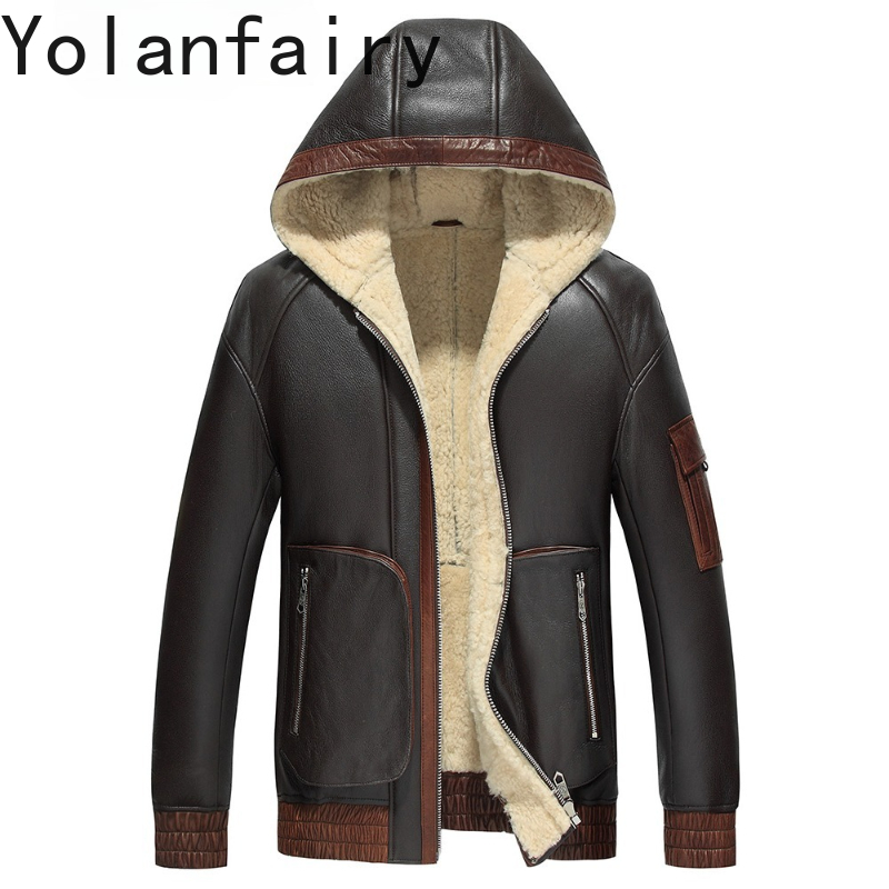 YOLANFAIRY Natural Wool Fur Co - đánh giá và giá Men'S Fashion Leather Jacket