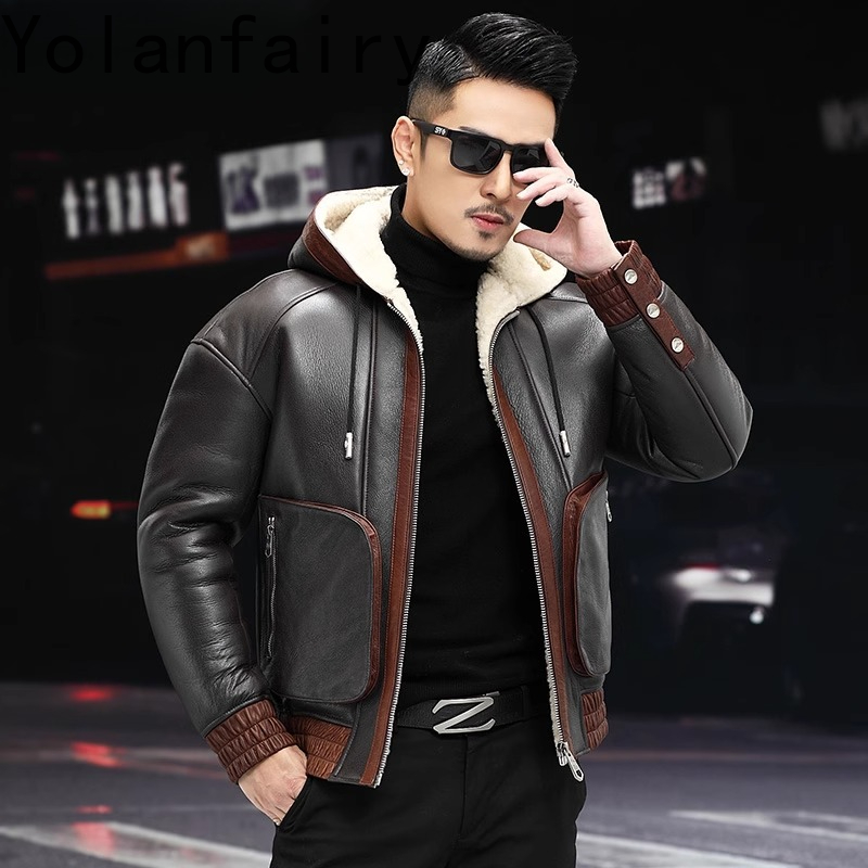 YOLANFAIRY Natural Wool Fur Co - đánh giá và giá Men'S Fashion Leather Jacket