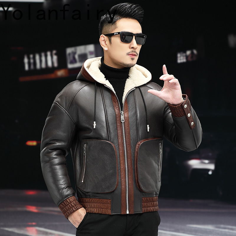 YOLANFAIRY Natural Wool Fur Co - đánh giá và giá Men'S Fashion Leather Jacket
