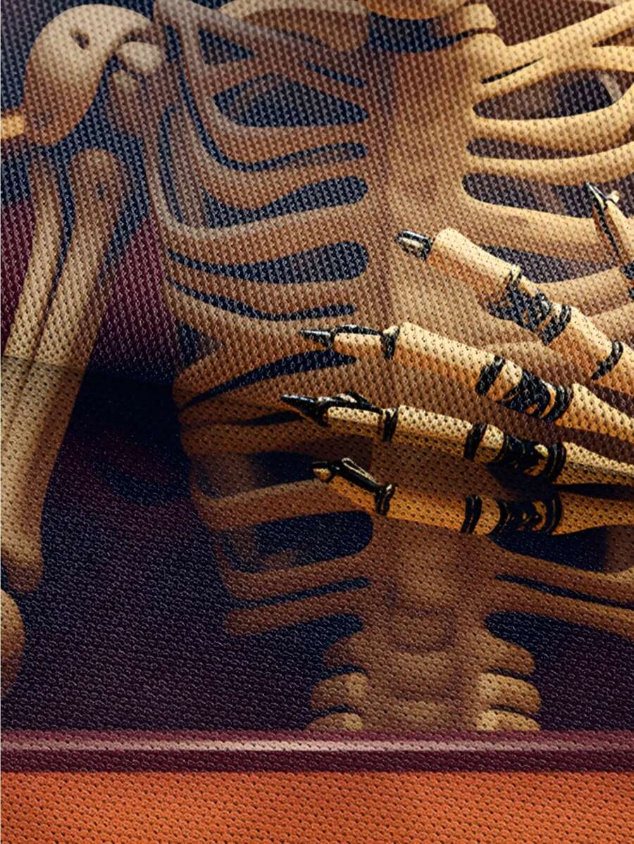 3D Skull Skeleton Bullet Print - đánh giá và giá Men'S Fashion Polo Shirt