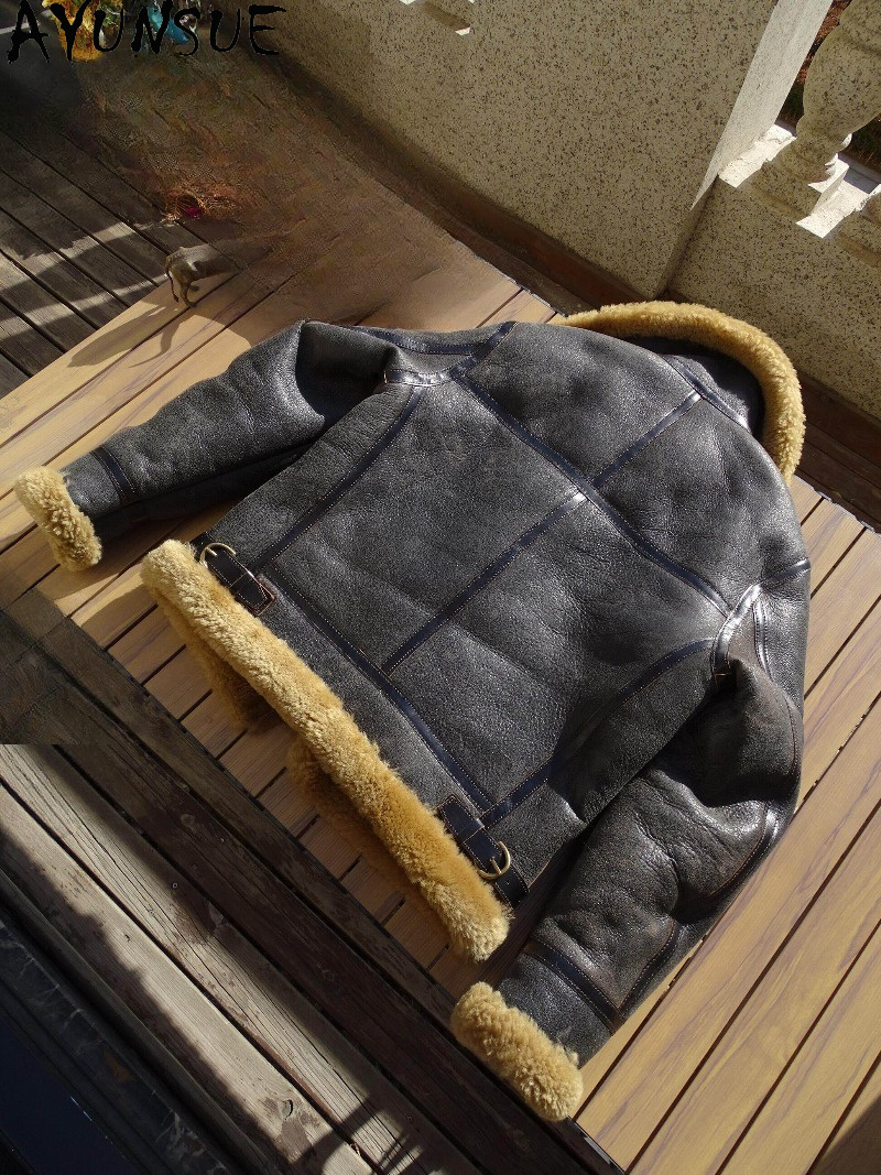 AYUNSUE Natural Wool Fur Coat  - đánh giá và giá Men'S Fashion Leather Jacket