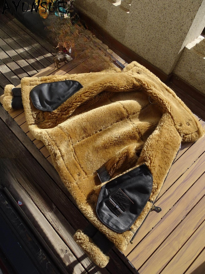 AYUNSUE Natural Wool Fur Coat  - đánh giá và giá Men'S Fashion Leather Jacket