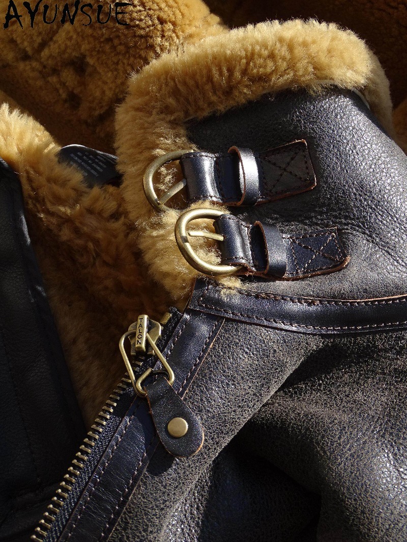 AYUNSUE Natural Wool Fur Coat  - đánh giá và giá Men'S Fashion Leather Jacket