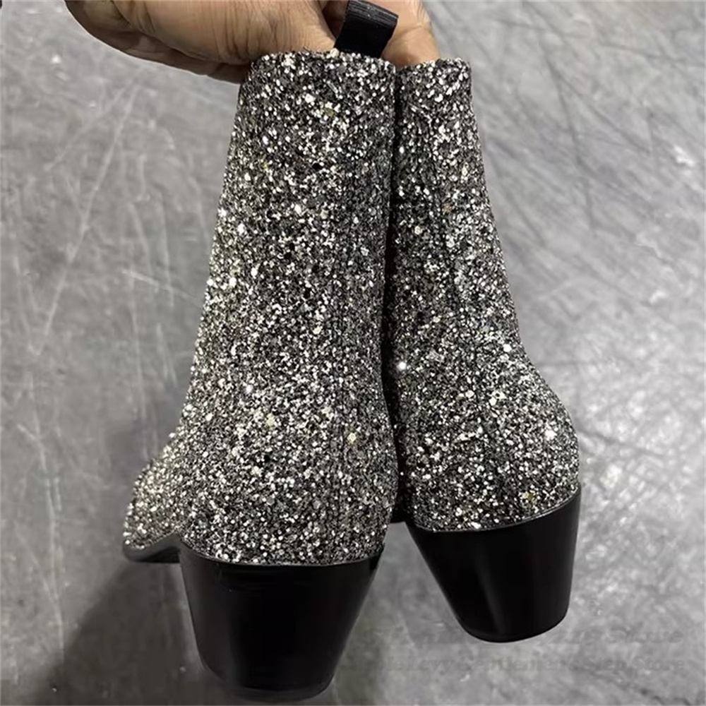 Silver Bling Bling Pointed Toe - đánh giá và giá Chelsea Boots Men