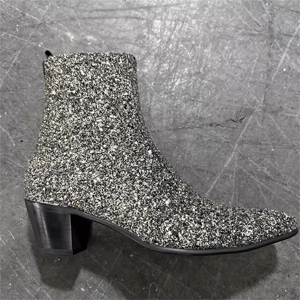 Silver Bling Bling Pointed Toe - đánh giá và giá Chelsea Boots Men