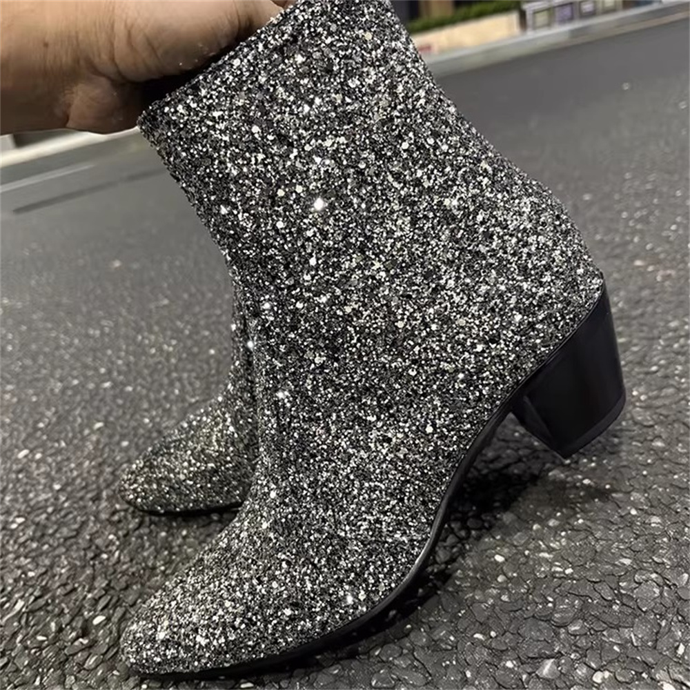 Silver Bling Bling Pointed Toe - đánh giá và giá Chelsea Boots Men