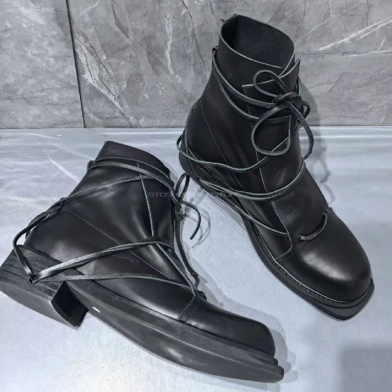 Black Genuine Leather Square T - đánh giá và giá Chelsea Boots Men