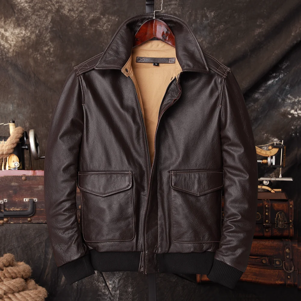 Bomber A2 Pilot Genuine Leathe - đánh giá và giá Men'S Fashion Leather Jacket