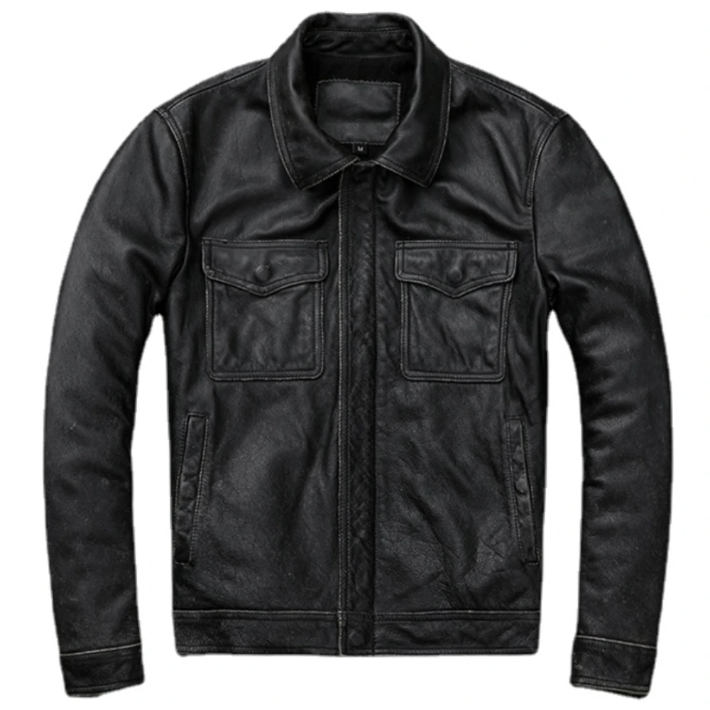 Vintage Brown Red Genuine Leat - đánh giá và giá Men'S Fashion Leather Jacket