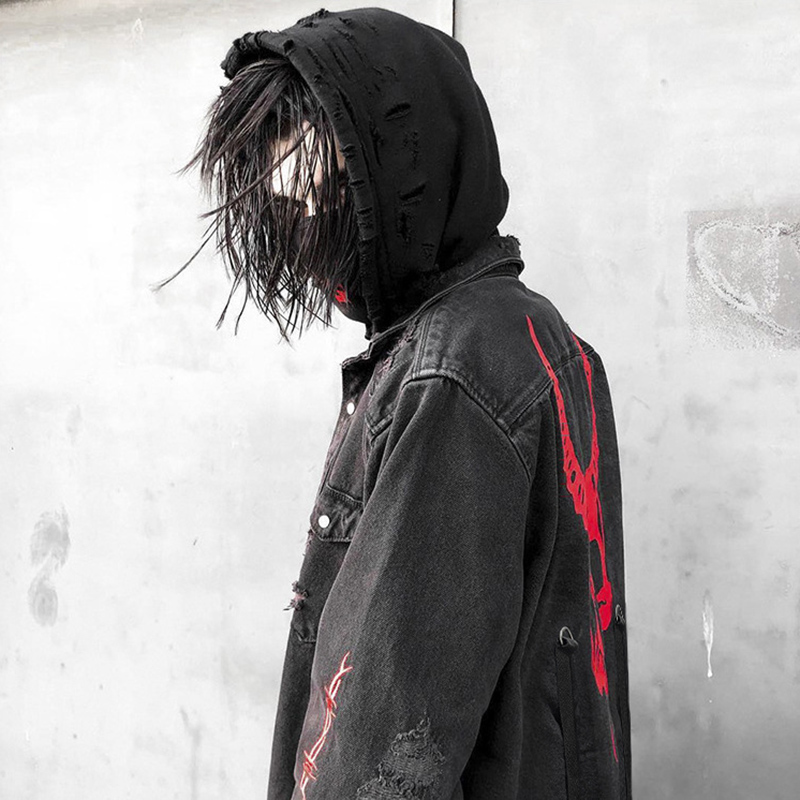 Skull Printing Denim Jacket Me - đánh giá và giá Denim Jacket Vintage