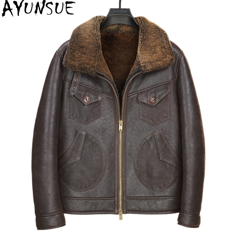 AYUNSUE 100% Natural Fur Coat  - đánh giá và giá Men'S Fashion Leather Jacket