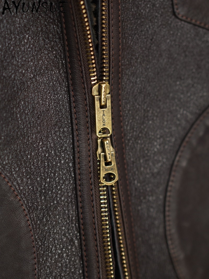 AYUNSUE 100% Natural Fur Coat  - đánh giá và giá Men'S Fashion Leather Jacket
