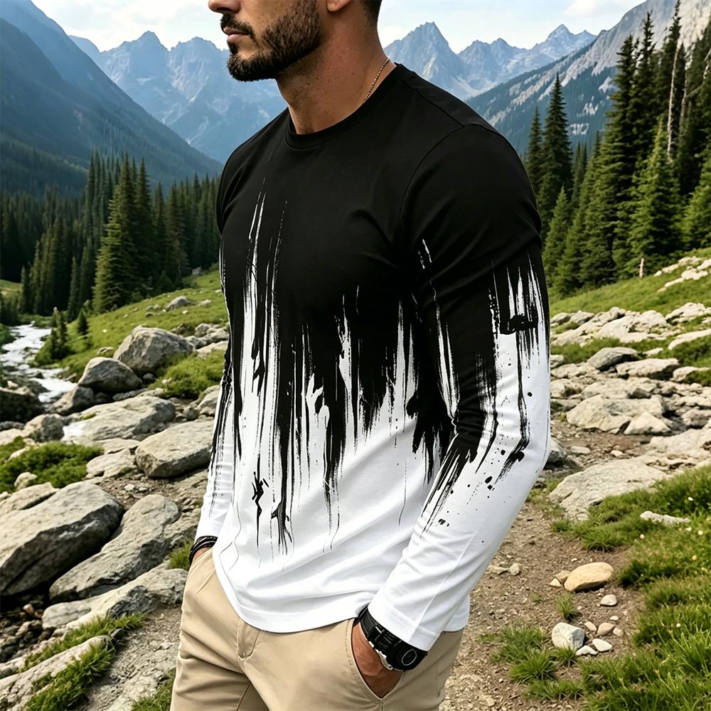 Men's Gradient Ink Splash Long - đánh giá và giá Men Fashion Vintage