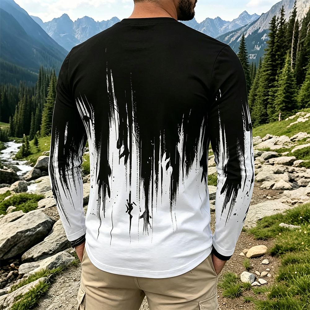 Men's Gradient Ink Splash Long - đánh giá và giá Men Fashion Vintage