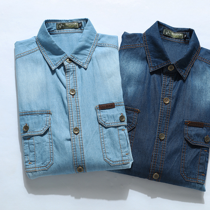 New Fashion Men Light Blue Lon - đánh giá và giá Jeans Shirt Fashion For Men