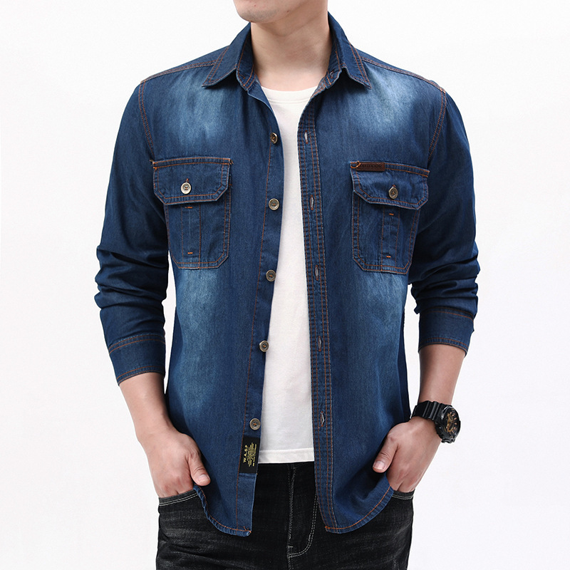 New Fashion Men Light Blue Lon - đánh giá và giá Jeans Shirt Fashion For Men