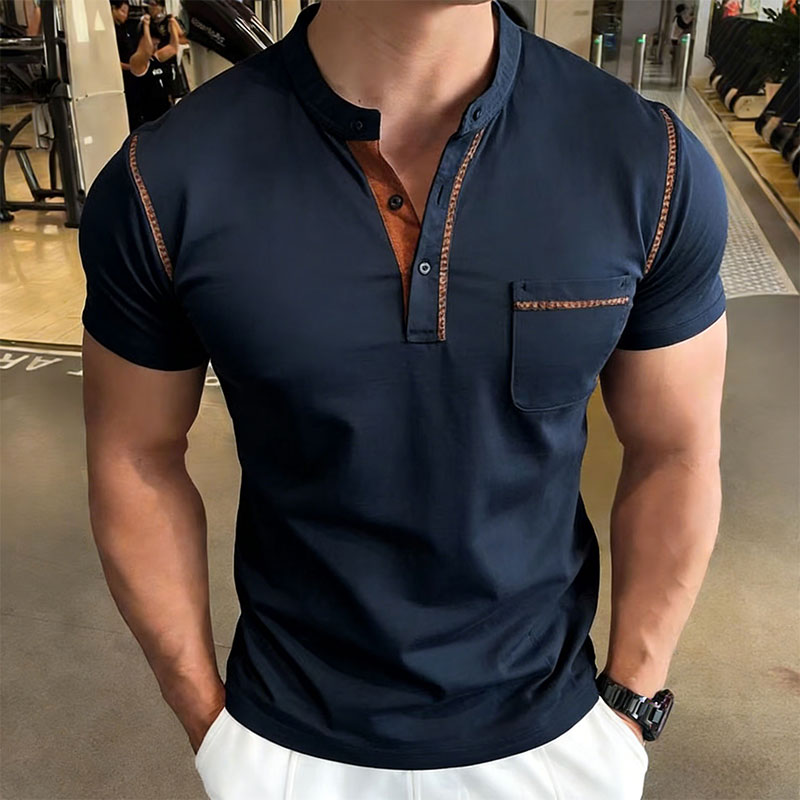 New Summer Men's Henry Collar  - đánh giá và giá Men'S Fashion Polo Shirt