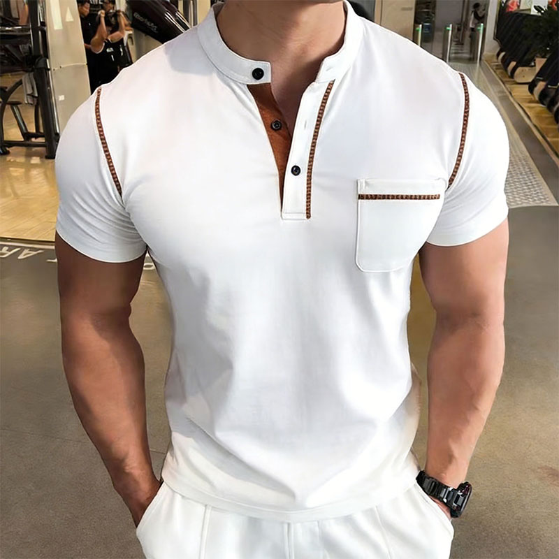 New Summer Men's Henry Collar  - đánh giá và giá Men'S Fashion Polo Shirt